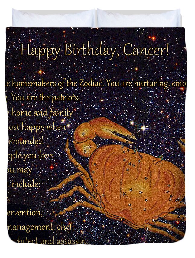 Cancer Birthday Zodiac Astrology Duvet Cover by Michele Avanti - Fine Art America